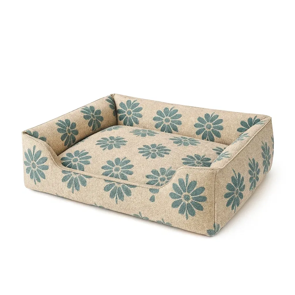 Lit pour chien en tissu à motif floral taille moyenne