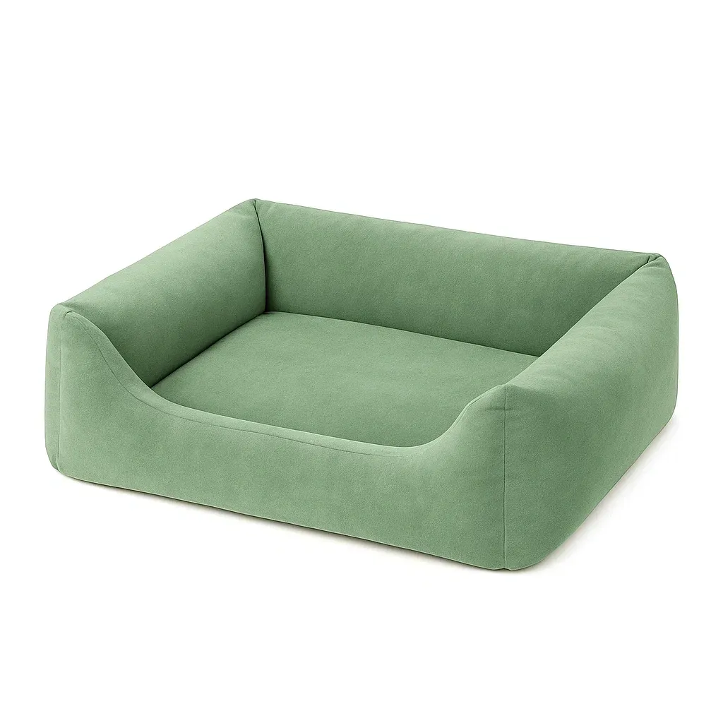 Lit pour chien en tissu vert
