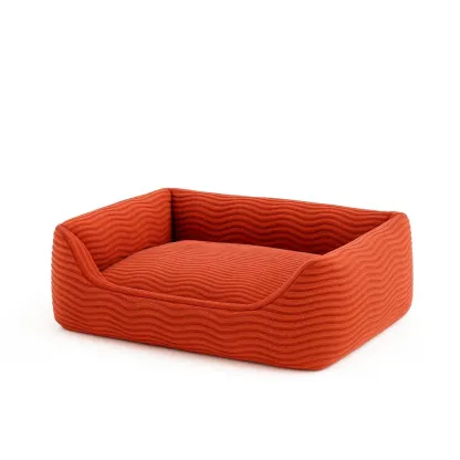 Lit pour chien en coton ondulé orange 60×50×20 cm