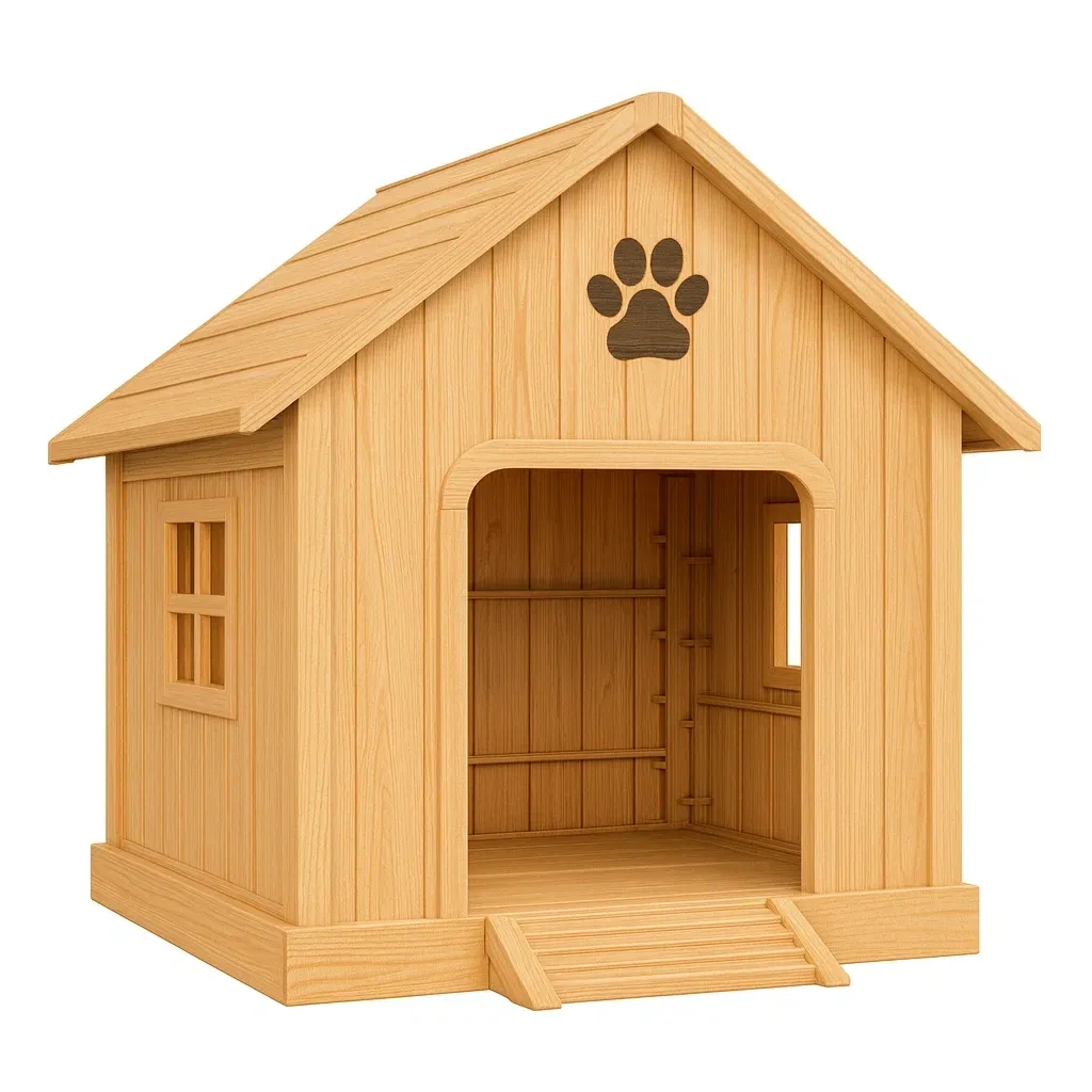Niche pour chien en bois naturel 85×70×90 cm