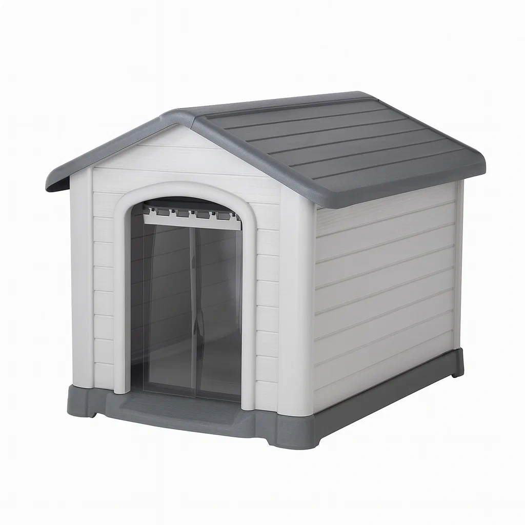 Niche pour chien en plastique gris et blanc 84×72×76 cm