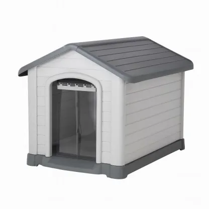 Niche pour chien en plastique gris et blanc 84×72×76 cm