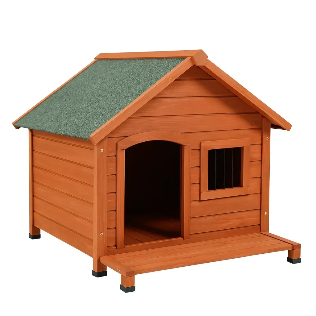 Niche pour chien en bois avec toit vert