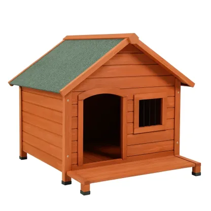Niche pour chien en bois avec toit vert