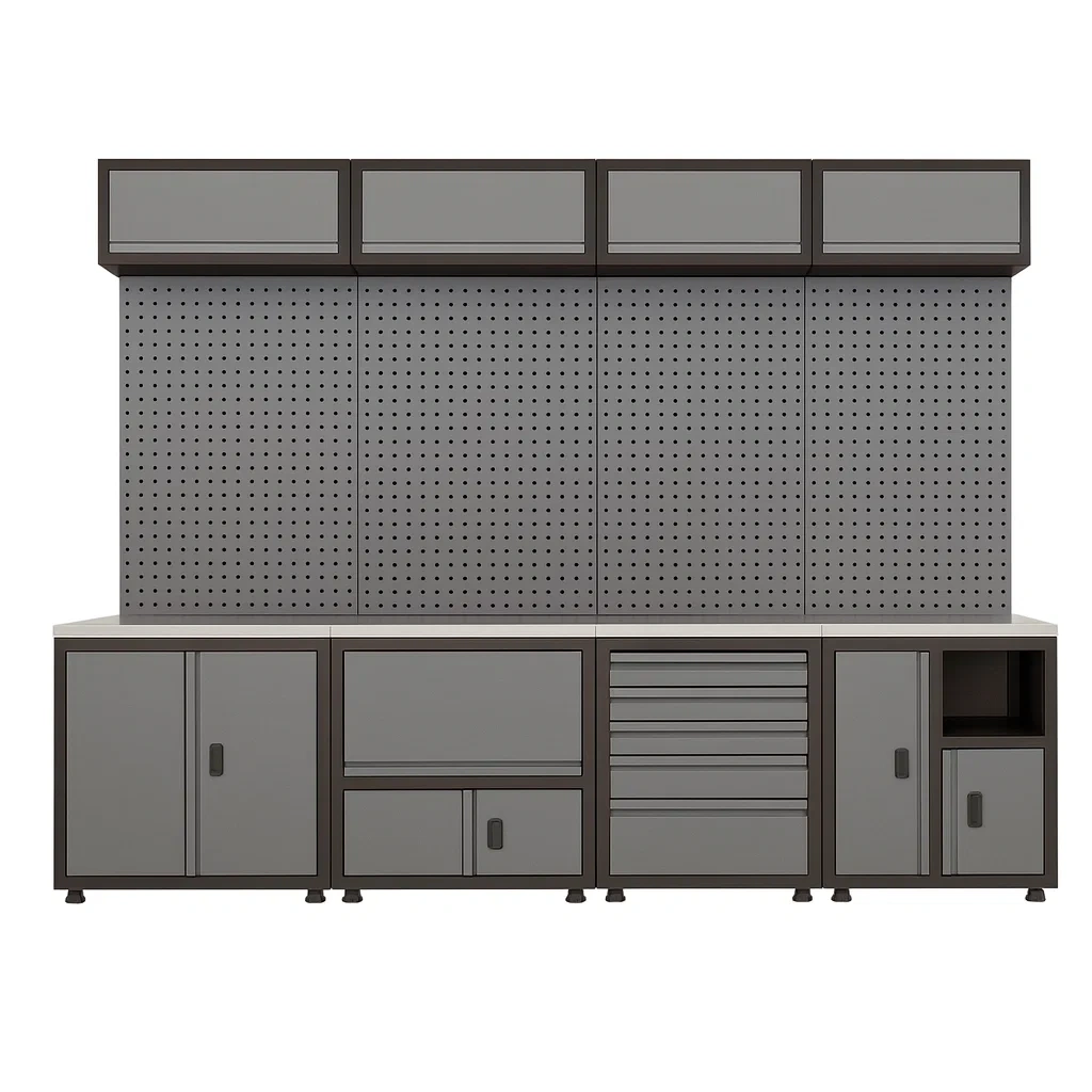 Système de rangement modulaire pour outils en métal avec panneaux perforés