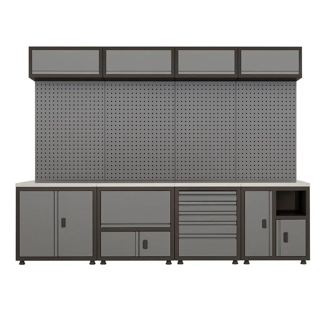 Système de rangement modulaire pour outils en métal avec panneaux perforés