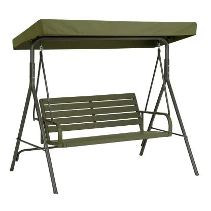 Balançoires de porche en métal vert avec toit réglable
