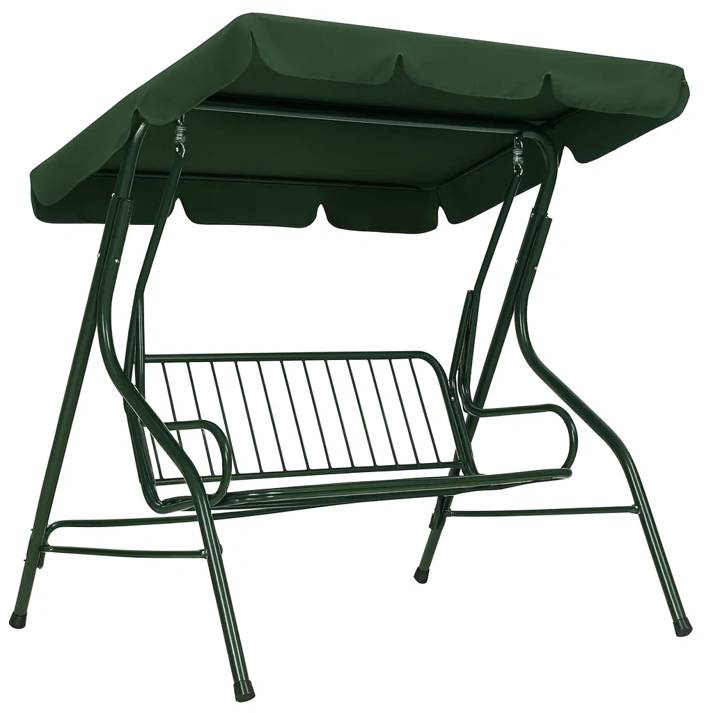 Balançoires de porche en métal avec toit vert