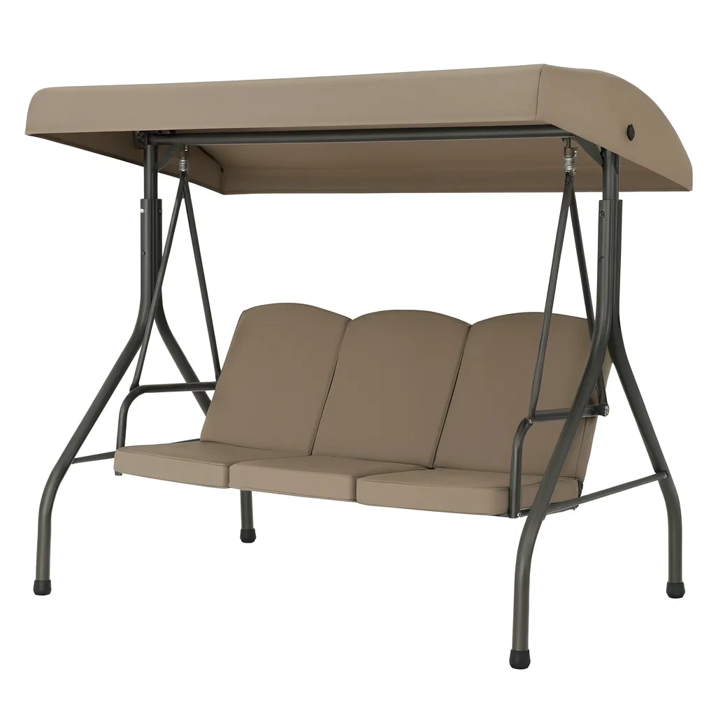 Balançoires de porche trois places en acier et polyester beige