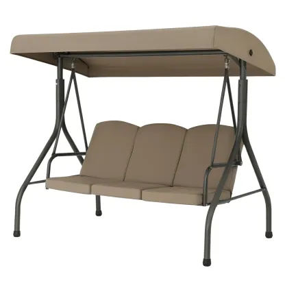 Balançoires de porche trois places en acier et polyester beige