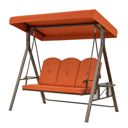 Balançoires de porche trois places en acier et polyester orange