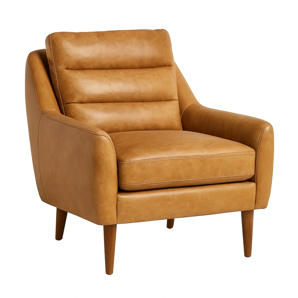 Fauteuil en cuir synthétique caramel