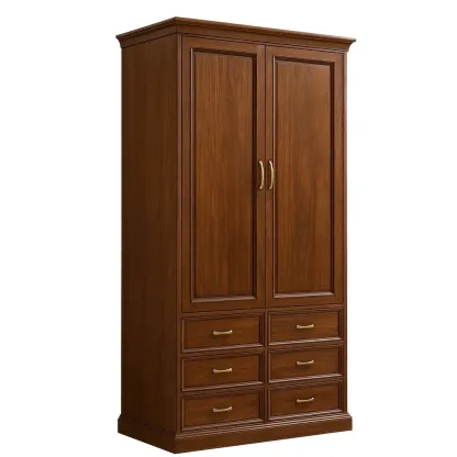 Armoire en bois marron avec tiroirs et portes 200×90×50 cm