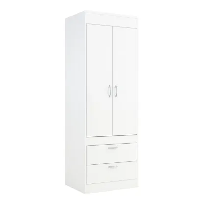 Armoire en bois blanc avec 2 portes et 2 tiroirs