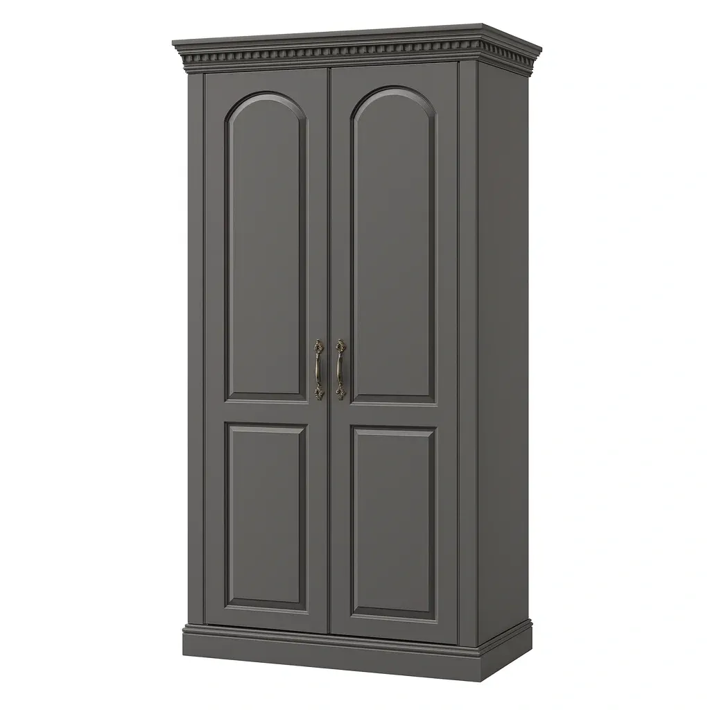 Armoire en MDF gris à deux portes 210×120×60 cm