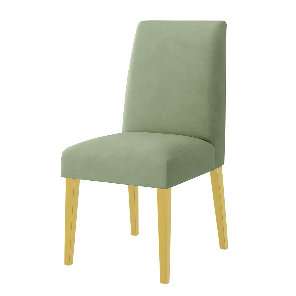 Chaises de salle à manger en bois rembourrées vertes