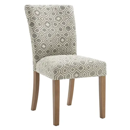 Chaises de salle à manger en bois avec tissu en polyester motif géométrique