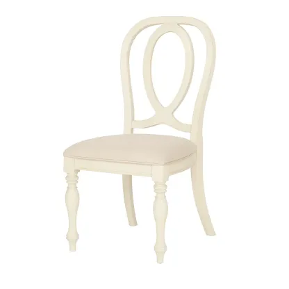 Chaises de salle à manger en bois avec assise en tissu blanc crème