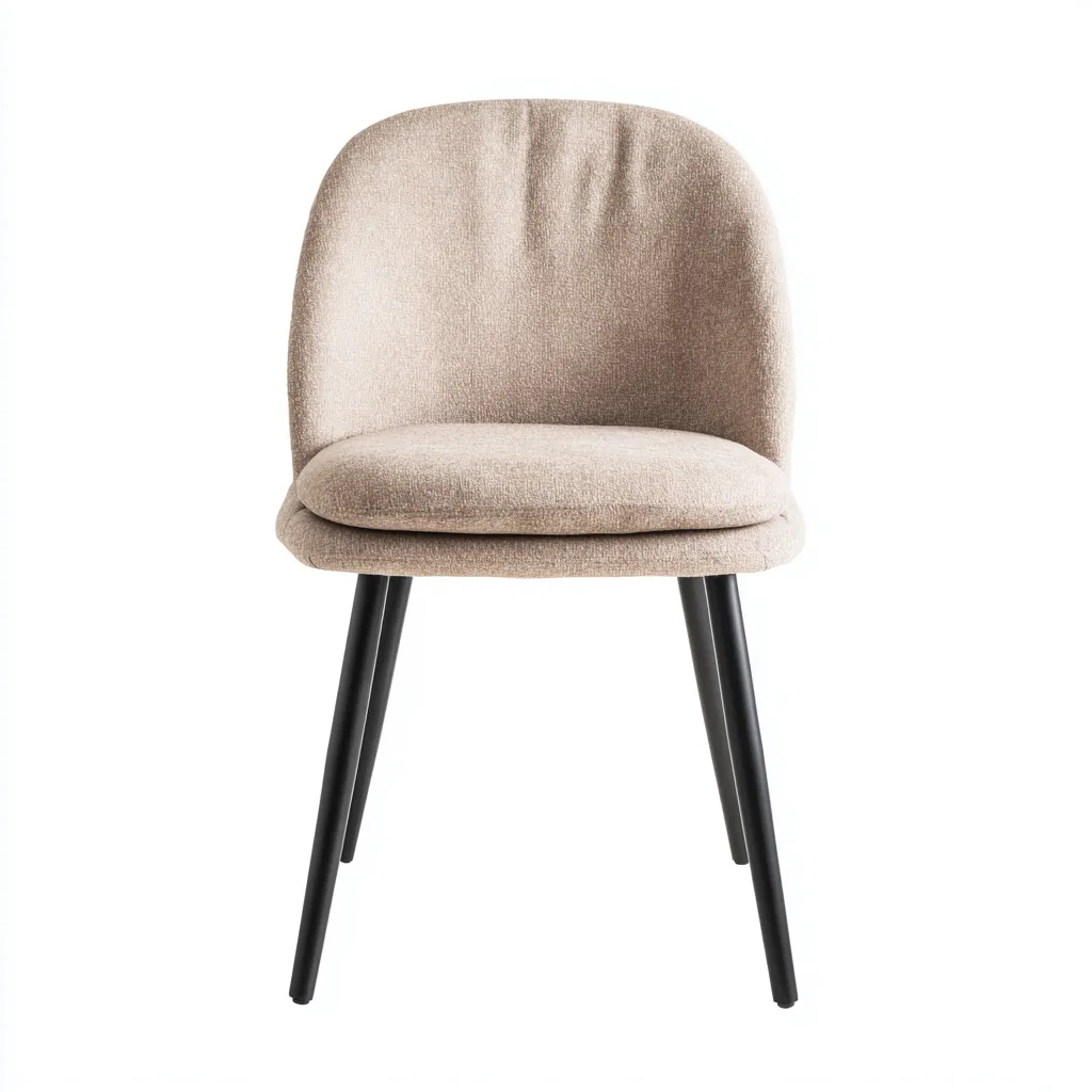 Chaise de salle à manger en tissu rembourré 48x45x82 cm beige-noir pour salle à manger - style moderne-Nicheoliq