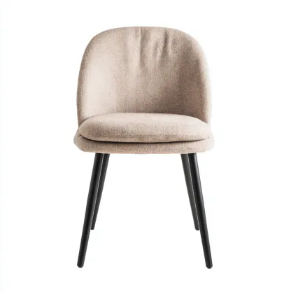 Chaise de salle à manger en tissu rembourré 48x45x82 cm beige-noir pour salle à manger - style moderne-Nicheoliq