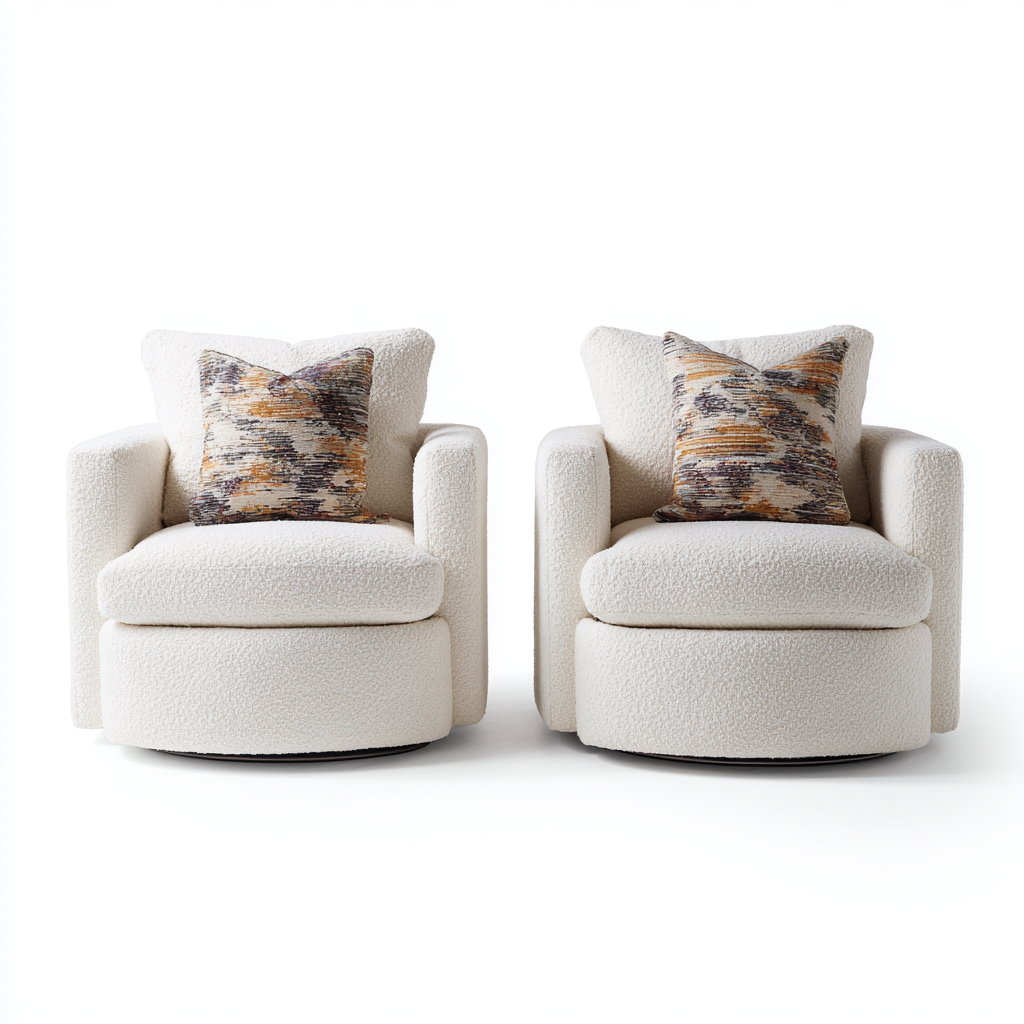 Fauteuil tissu bouclé 80x78x85 cm - blanc cassé - design moderne pour salon-Nicheoliq