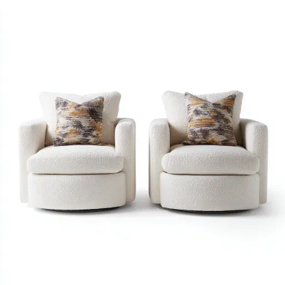 Fauteuil tissu bouclé 80x78x85 cm - blanc cassé - design moderne pour salon-Nicheoliq