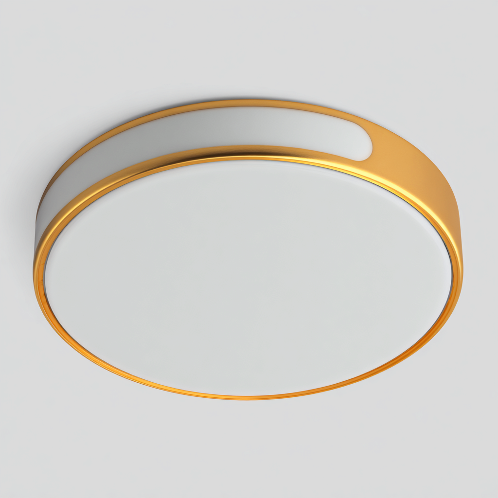 Plafonnier métal acrylique 40x40x9 cm blanc-or pour salon - design moderne-Nicheoliq