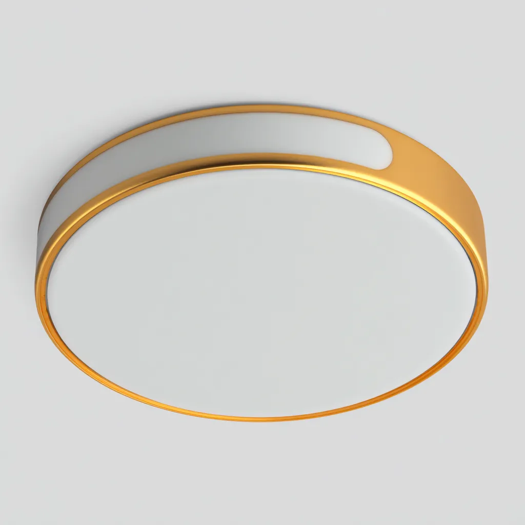 Plafonnier métal acrylique 40x40x9 cm blanc-or pour salon - design moderne-Nicheoliq