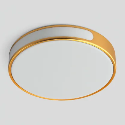 Plafonnier métal acrylique 40x40x9 cm blanc-or pour salon - design moderne-Nicheoliq