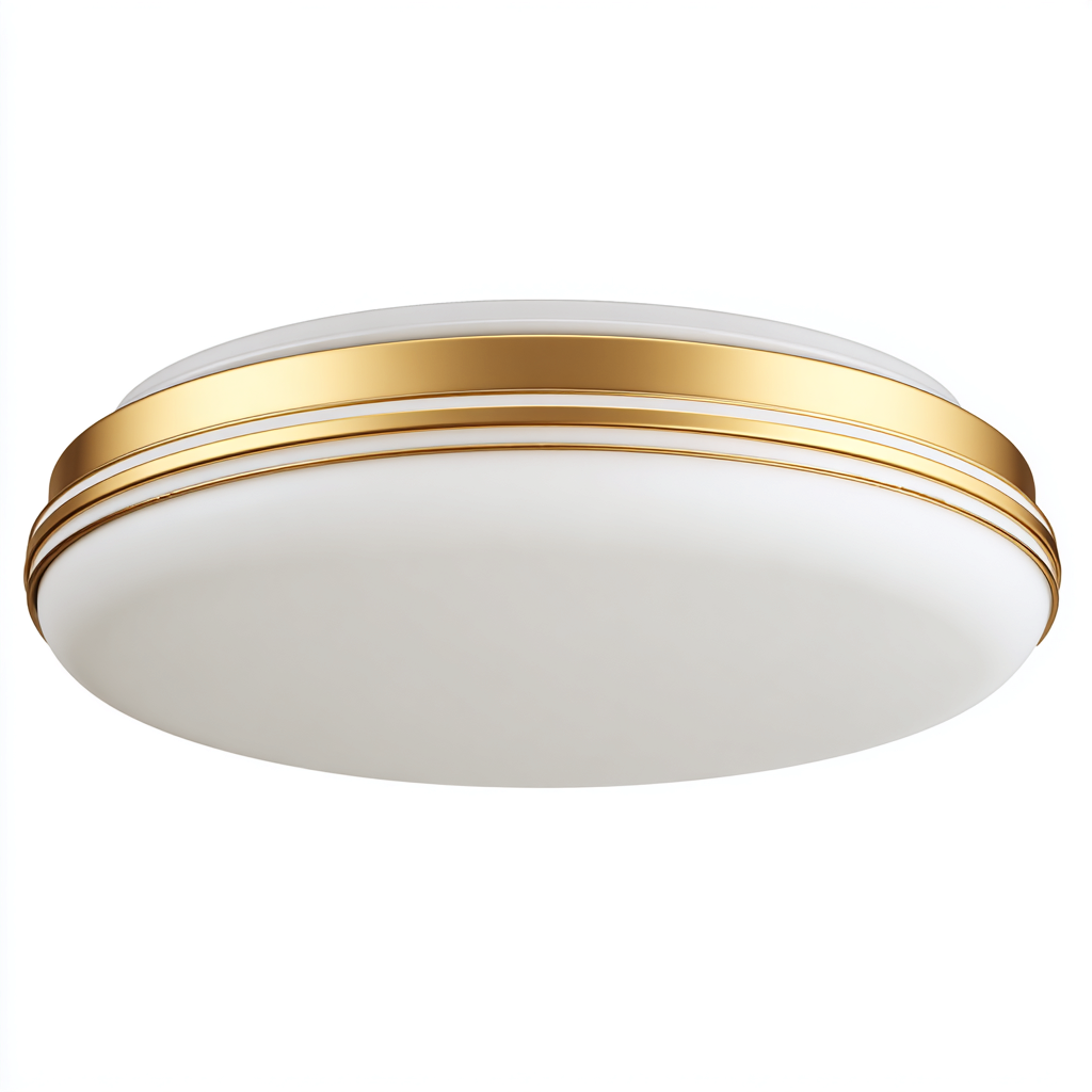 Plafonnier métal acrylique 38x38x11 cm blanc-or pour salon - design moderne-Nicheoliq