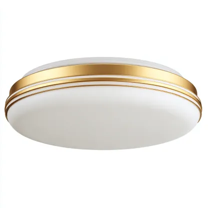 Plafonnier métal acrylique 38x38x11 cm blanc-or pour salon - design moderne-Nicheoliq