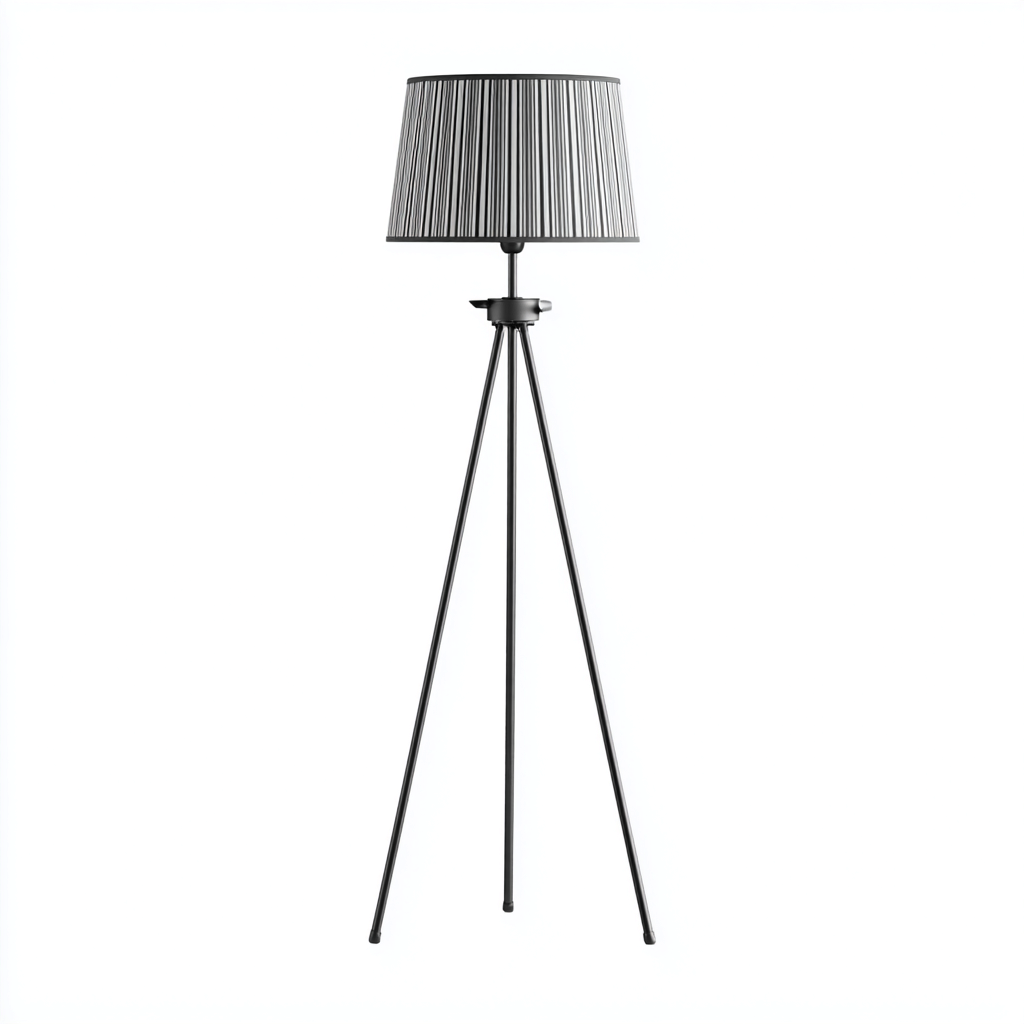 Lampadaire métal tissu 45x45x155 cm noir-gris pour salon - design moderne-Nicheoliq