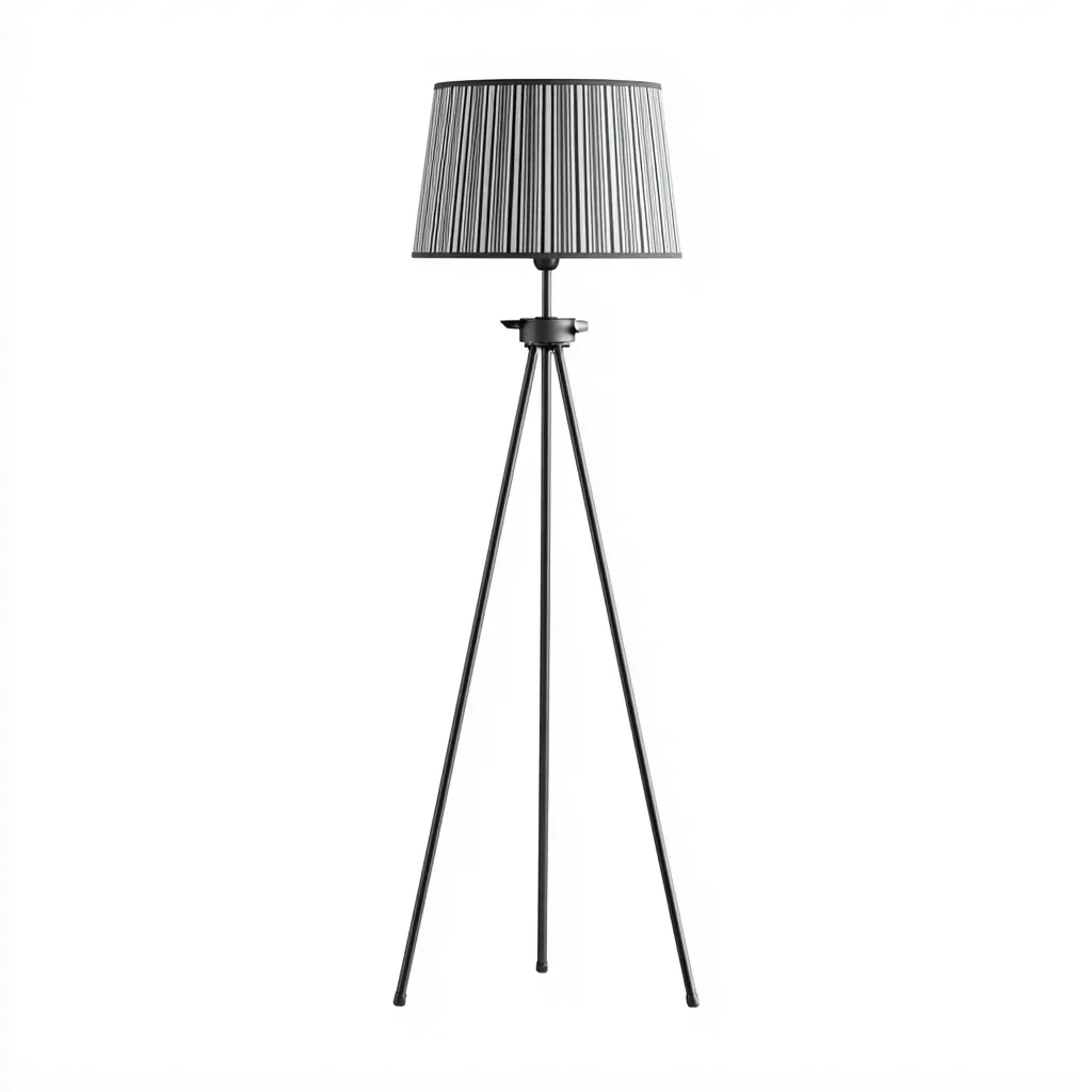 Lampadaire métal tissu 45x45x155 cm noir-gris pour salon - design moderne-Nicheoliq