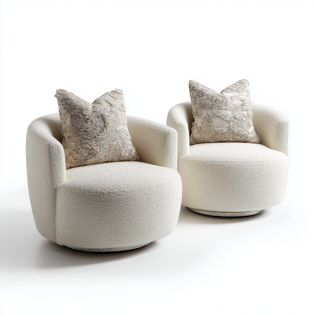Fauteuil tissu bouclé 80x78x85 cm - blanc cassé - design moderne pour salon-Nicheoliq
