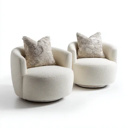 Fauteuil tissu bouclé 80x78x85 cm - blanc cassé - design moderne pour salon-Nicheoliq