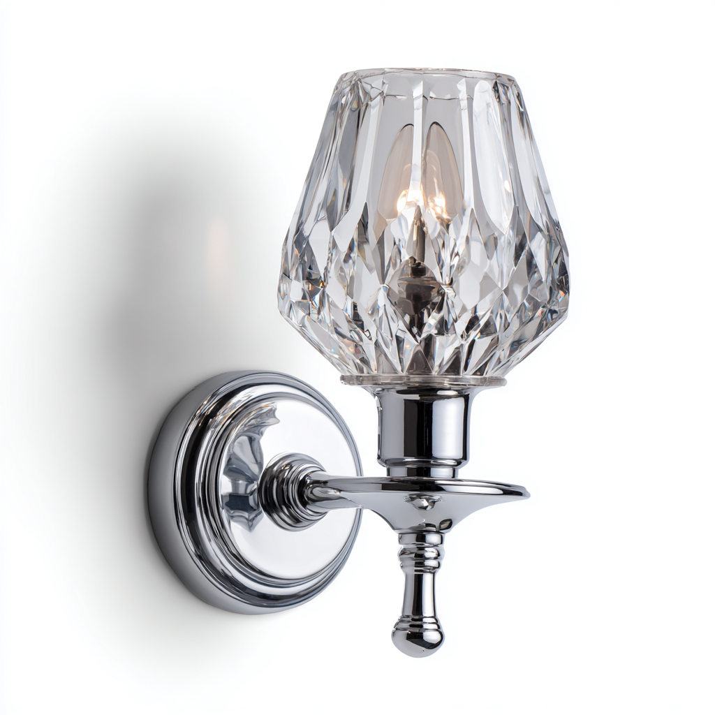 Applique murale - métal et verre cristal 15x11x25 cm - transparent-argent - pour salon-chambre-couloir - design classique-Nicheoliq