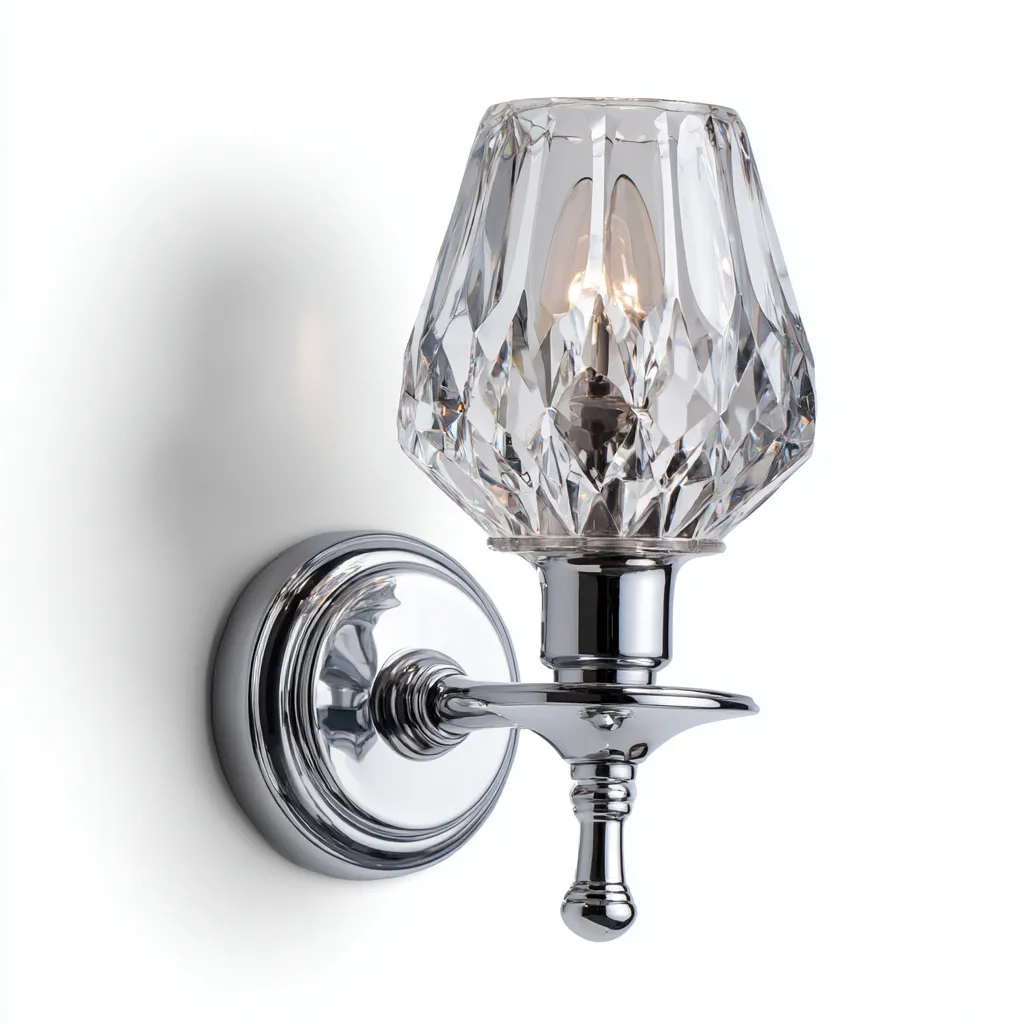 Applique murale - métal et verre cristal 15x11x25 cm - transparent-argent - pour salon-chambre-couloir - design classique-Nicheoliq