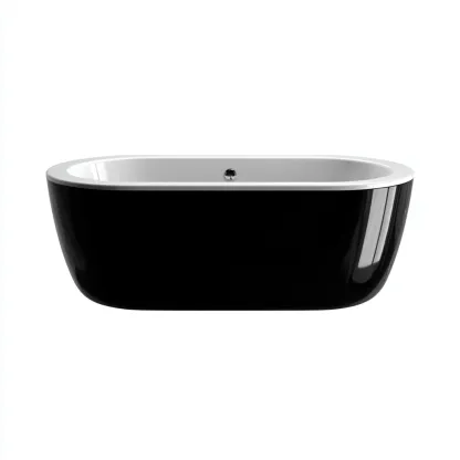 Baignoire îlot acrylique 168x78x52 cm - noir-blanc - design moderne pour salle de bain - adaptée pour salle de bain-Nicheoliq