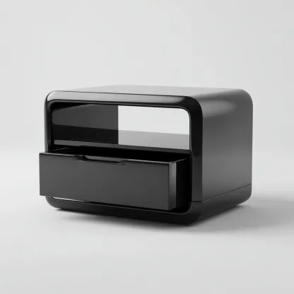 Table de chevet MDF 50x38x40 cm - noire brillante - style moderne - adaptée à la chambre-Nicheoliq