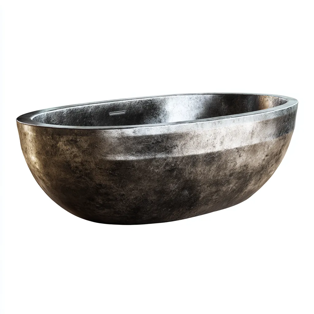 Baignoire îlot métal 175x82x54 cm - gris métallisé - design artisanal pour salle de bain - adaptée pour salle de bain-Nicheoliq