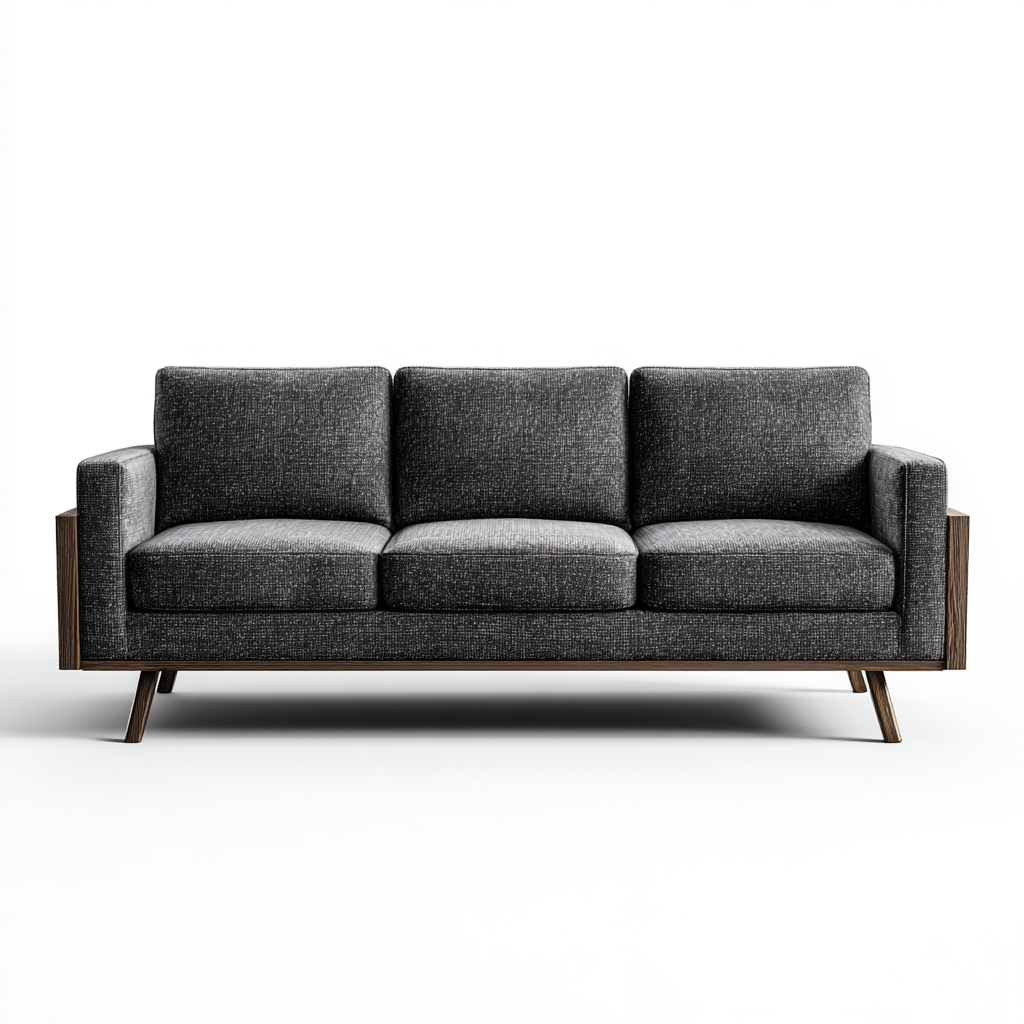 Canapé 3 places tissu 218x86x88 cm - gris - pour salon - design moderne-Nicheoliq