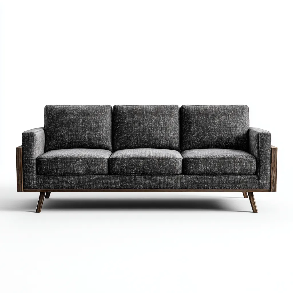 Canapé 3 places tissu 218x86x88 cm - gris - pour salon - design moderne-Nicheoliq