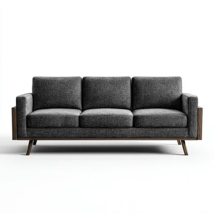 Canapé 3 places tissu 218x86x88 cm - gris - pour salon - design moderne-Nicheoliq