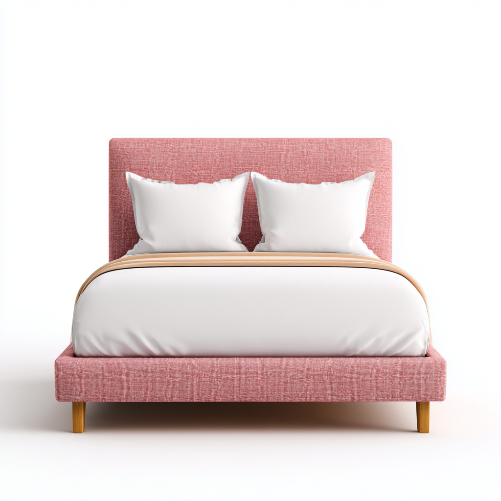 Lit 2 places en tissu 200x180x100 cm - rose - style moderne - adapté à la chambre-Nicheoliq