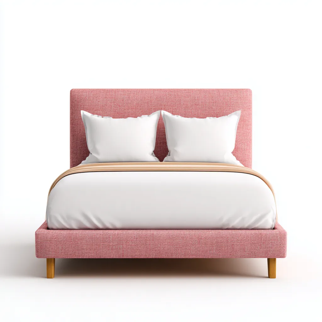 Lit 2 places en tissu 200x180x100 cm - rose - style moderne - adapté à la chambre-Nicheoliq