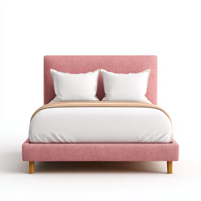 Lit 2 places en tissu 200x180x100 cm - rose - style moderne - adapté à la chambre-Nicheoliq