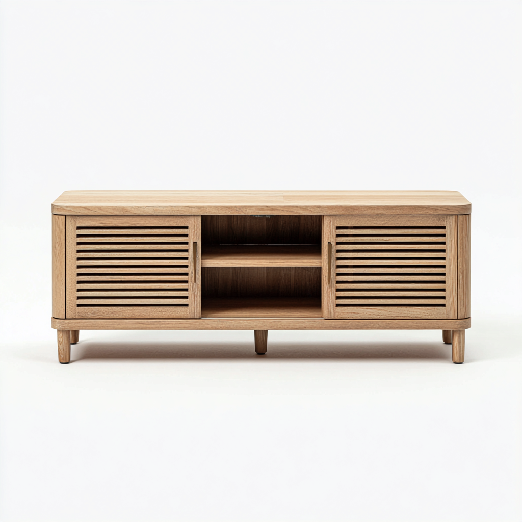 Meuble TV en bois 150x40x55 cm - bois clair - pour salon - design moderne-Nicheoliq