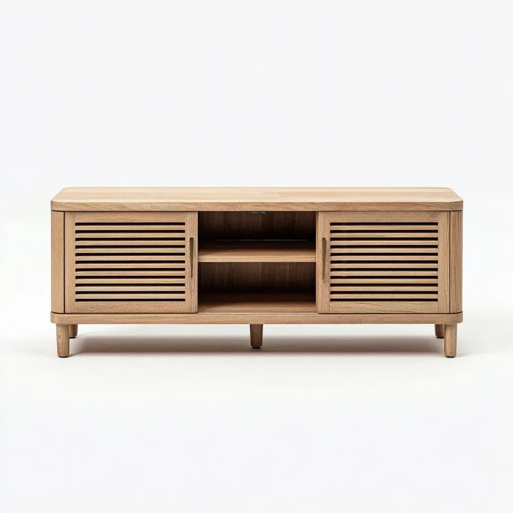 Meuble TV en bois 150x40x55 cm - bois clair - pour salon - design moderne-Nicheoliq
