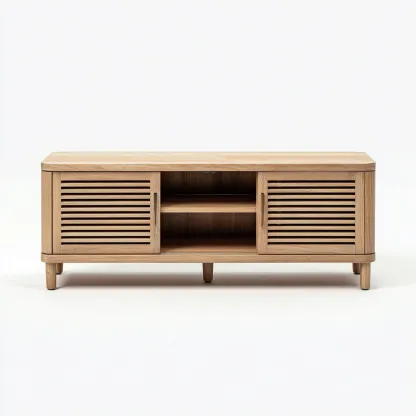 Meuble TV en bois 150x40x55 cm - bois clair - pour salon - design moderne-Nicheoliq