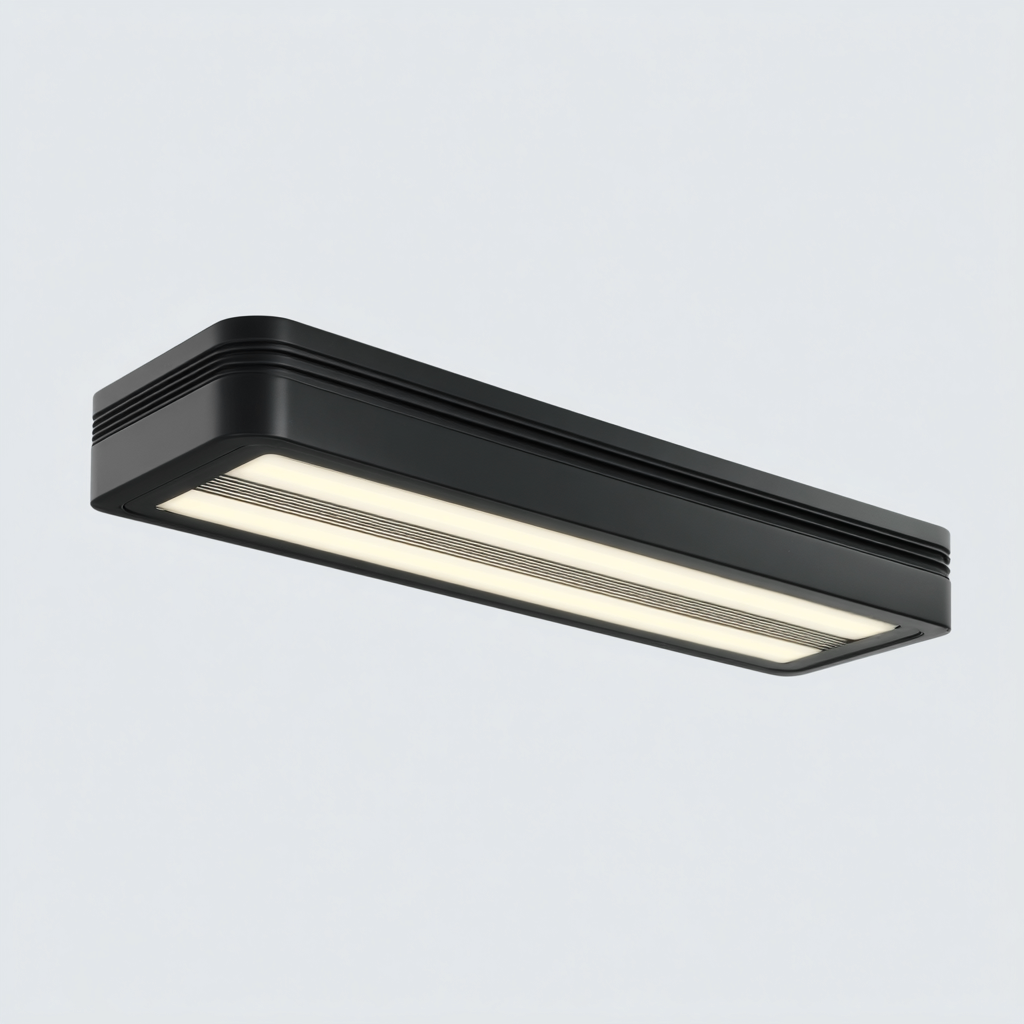 Plafonnier LED métal 45x12x6 cm noir pour salon - design moderne-Nicheoliq